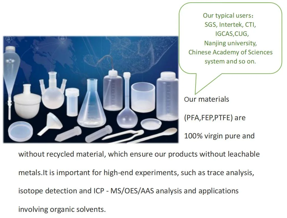 PFA 500ml Gas Washing Bottle Screw Cap Icp-Ms Labware Resistant to HCl Hf