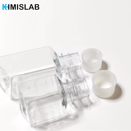 125ml 250ml 500ml 1000ml Forniture da laboratorio PTFE Nalgene Quadrato in plastica trasparente Stoccaggio chimico Terreni di coltura Bottiglie di reagenti