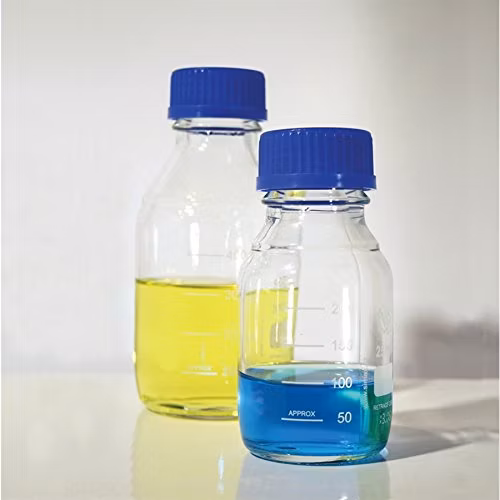 Flacone di reagente in vetro con tappo a W graduato autoclavabile 80 ml Boro 3.3 Labware